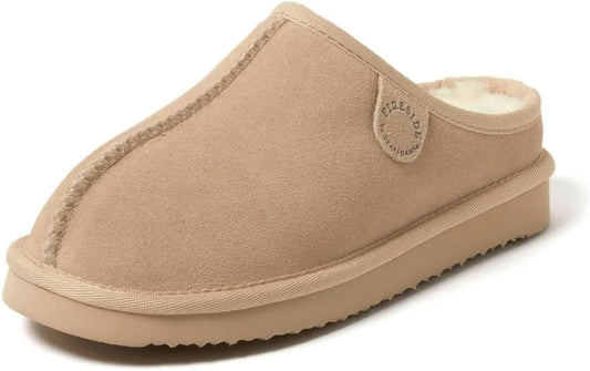 Genuine Suede Shearling Clog Slippers