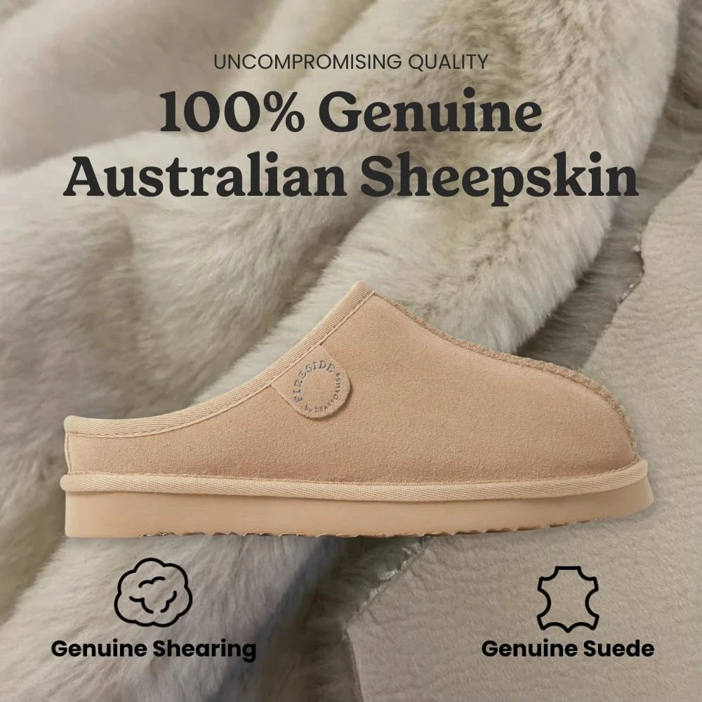 Genuine Suede Shearling Clog Slippers