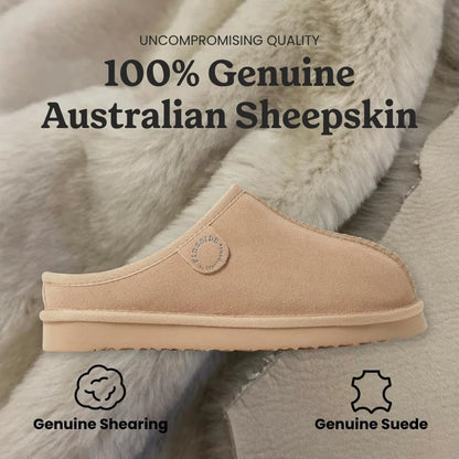 Genuine Suede Shearling Clog Slippers