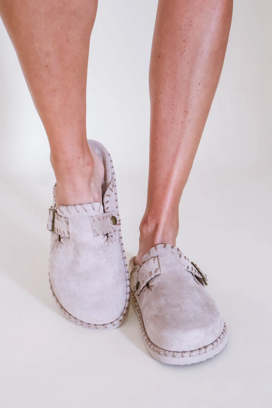 Taupe Vegan Suede Clog Slides