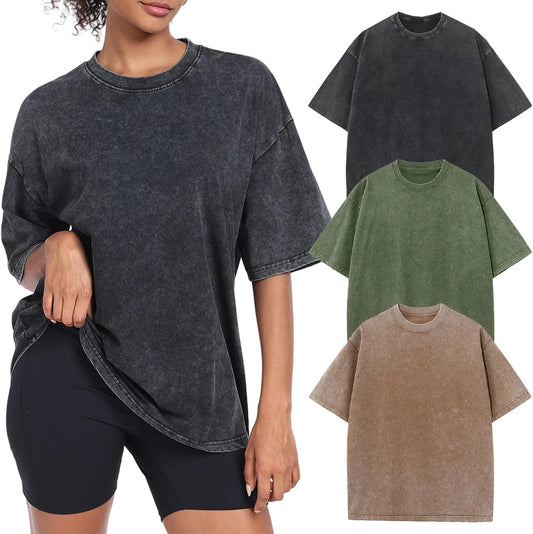 Acid Washed Cotton Oversized Tee